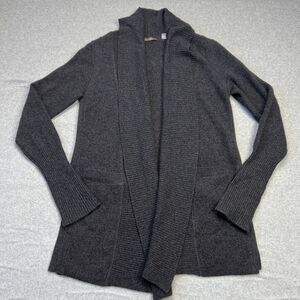 Cullen Open Front Long Sweater Size Small 100% Cashmere Gray Knit Pockets Cozy